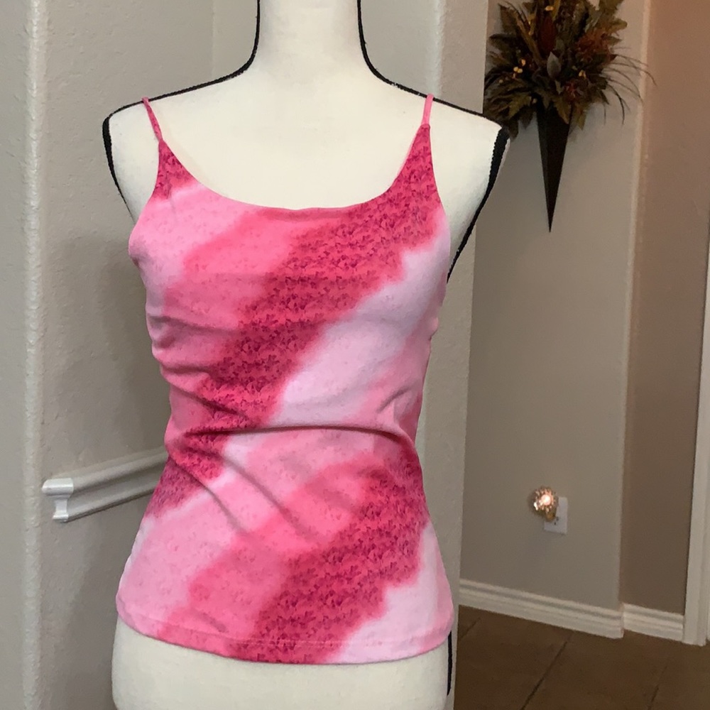 Vintage A’gaci Too pink abstract watercolor print  cropped tank top Size M